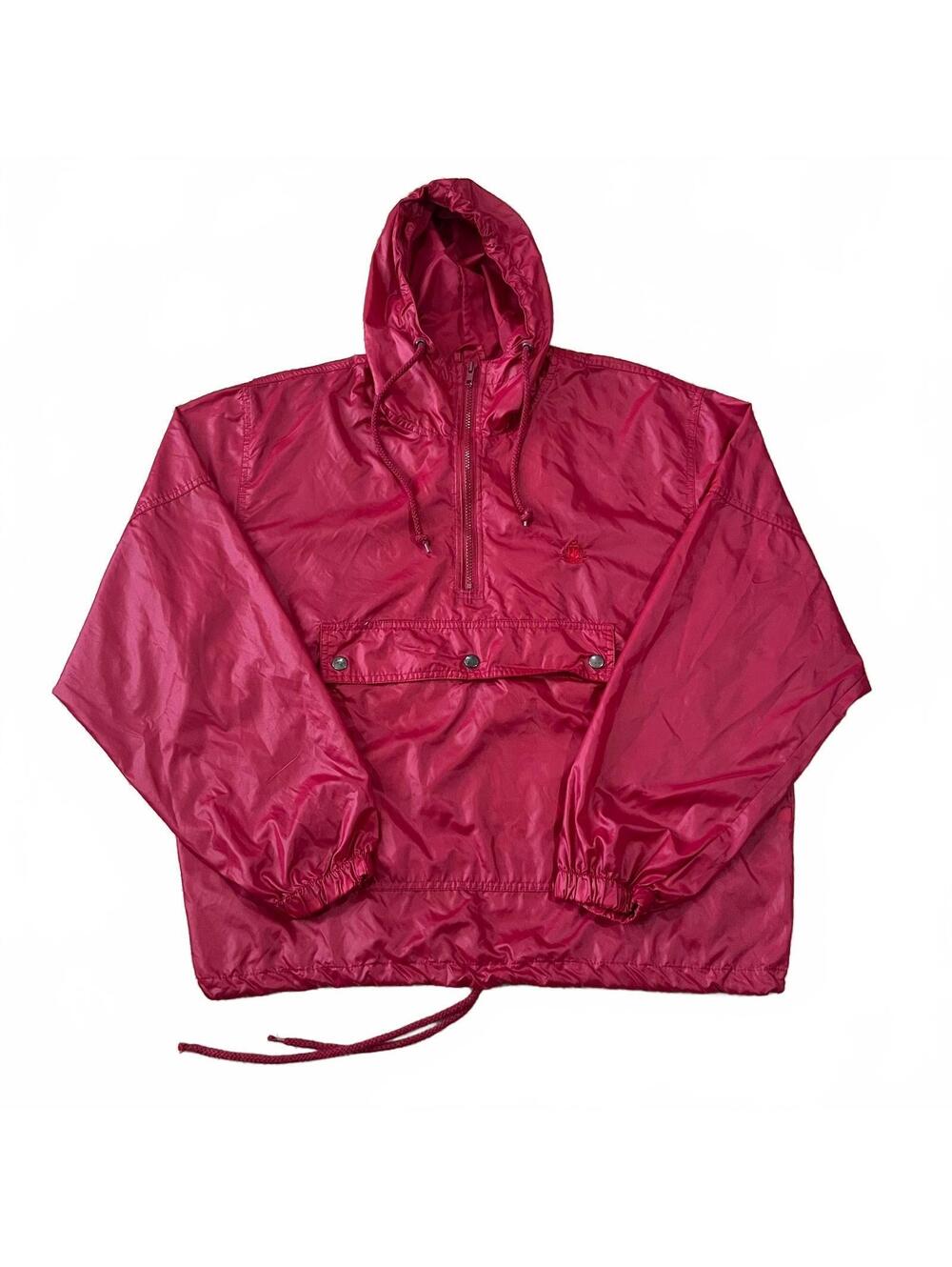 Vintage Izod Men Red Nylon Pullover Windbreaker Jacket Size Medium